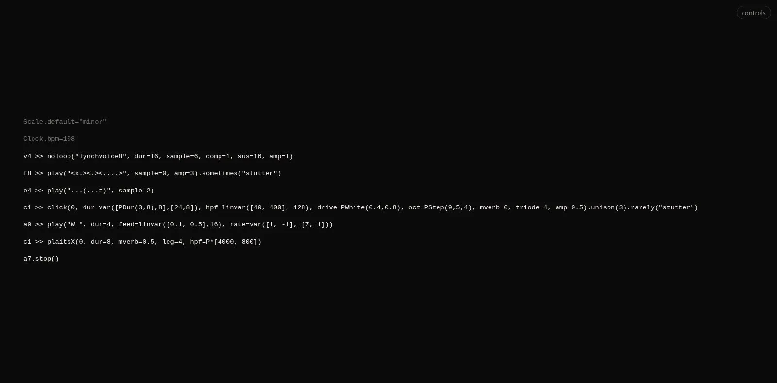 Layers A+B+C on real code: family marks before keys and above players, >> as one sign, behaviour marks under pattern