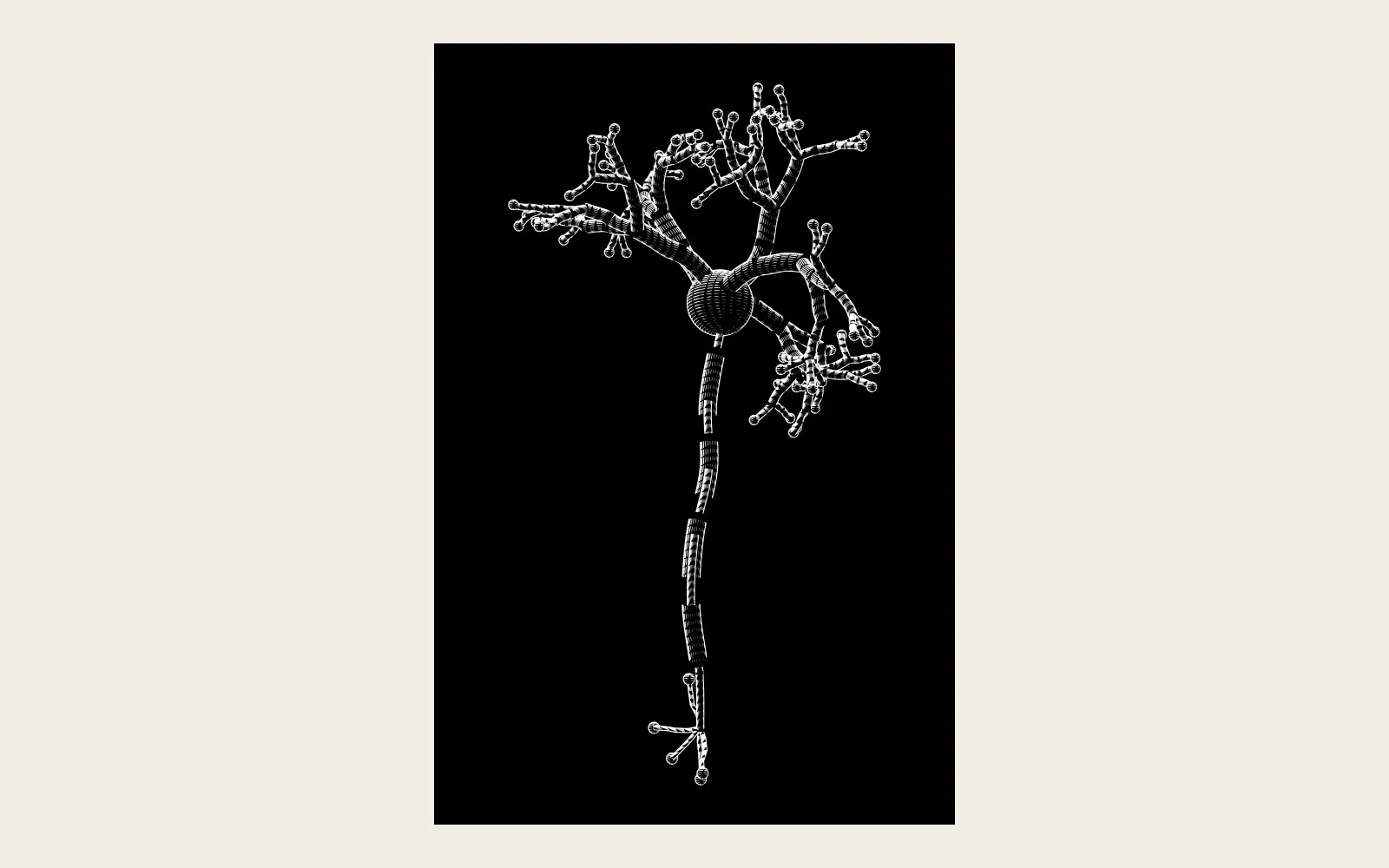 Neural: a neuron in 3D, after Cajal.